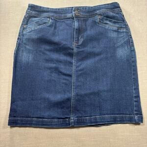 Christopher & Banks Premier Denim Jean Skirt Sz 12 Classic Basic Retro Versatile